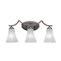 Zilo 3 Light Bath Bar Shown In Graphite Finish With 5.5 Fluted Italian Ice Glass