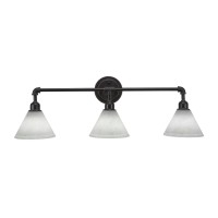 Vintage 3 Light Bath Bar Shown In Dark Granite Finish With 7 White Muslin Glass