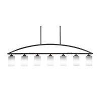 Marquise 7 Light Bar In Dark Granite Finish With 4 White Muslin Glass