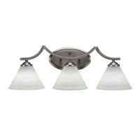 Zilo 3 Light Bath Bar Shown In Dark Granite Finish With 7 White Muslin Glass