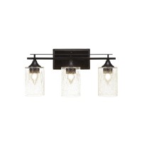 Uptowne 3 Light Bath Bar Shown In Dark Granite Finish With 4 Clear Bubble Glass