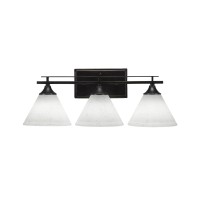 Uptowne 3 Light Bath Bar Shown In Dark Granite Finish With 7 White Muslin Glass