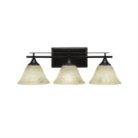 Uptowne 3 Light Bath Bar Shown In Dark Granite Finish With 7 Italian Marble Glass