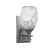 Uptowne 1 Light Wall Sconce Shown In Aged Silver Finish With 5 Black Fusion Glass