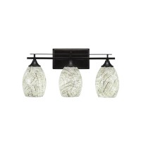 Uptowne 3 Light Bath Bar Shown In Dark Granite Finish With 5 Natural Fusion Glass