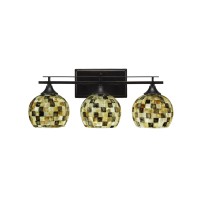 Uptowne 3 Light Bath Bar Shown In Dark Granite Finish With 6 Sea Mist Seashell Glass