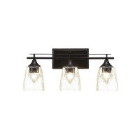 Uptowne 3 Light Bath Bar Shown In Dark Granite Finish With 4.5 Clear Bubble Glass