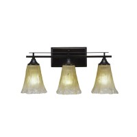 Uptowne 3 Light Bath Bar Shown In Dark Granite Finish With 5.5 Amber Crystal Glass