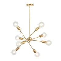 8 Lights Modern Sputnik Chandelier Lighting With Adjustable Arms Mid Century Pendant Light Vintage Industrial Farmhouse Ceiling Light Fixture Brushed Brass By Bonlicht