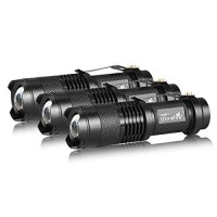 Ultrafire 3 Pack Mini Flashlights Focus Adjustable Sk68 Single Mode Tactical Led Flashlight, Ultra Bright 300 Lumens Torch