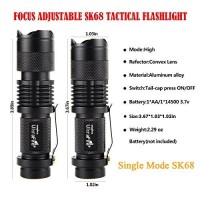 Ultrafire 3 Pack Mini Flashlights Focus Adjustable Sk68 Single Mode Tactical Led Flashlight, Ultra Bright 300 Lumens Torch