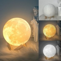 Balkwan Moon Lamp 5.9 Inches 3D Printing Moon Light Uses Dimmable And Touch Control Design,Romantic Funny Birthday Gifts For Women,Men,Kids,Child And Baby. Rustic Home Decor Rechargeable Night Light