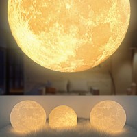 Balkwan Moon Lamp 5.9 Inches 3D Printing Moon Light Uses Dimmable And Touch Control Design,Romantic Funny Birthday Gifts For Women,Men,Kids,Child And Baby. Rustic Home Decor Rechargeable Night Light