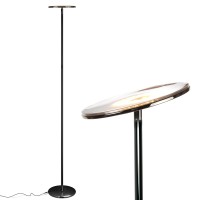 Brightech Sky Led Floor Lamp, Torchiere Super Bright Floor Lamp For Living Rooms & Offices - Dimmable, Tall Standing Lamp For Bedroom Reading - Black Chrome