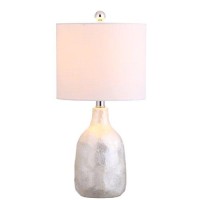 Jonathan Y Jyl4007A Lucille 21 Seashell Led Table Lamp Coastal Contemporary Bedside Desk Nightstand Lamp For Bedroom Living Room Office College Bookcase Led Bulb Included, Pearl White