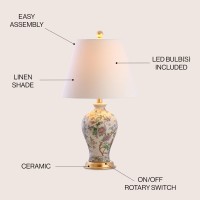 Jonathan Y Jyl3009A Grace 24 Floral Led Table Lamp Classic Cottage Bedside Desk Nightstand Lamp For Bedroom Living Room Office