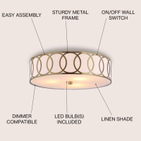 Jonathan Y Jyl3503A Aubrey 3Light 155 Metal Led Flush Mount Contemporarytransitional Dimmable 2700K Cozy Warm Light For Ki