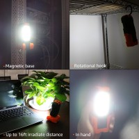 Torchstar Portable Led Work Light Hanging Hook Magnetic Flashlight Battery Operated Cob Pocket Work Light For Car Repairing