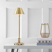 Jonathan Y Jyl6006B Roxy 26 Metal Shade Led Table Lamp Contemporary Modern Bedside Desk Nightstand Lamp For Bedroom Living Room Office College Bookcase Led Bulb Included, Brushed Brass Gold