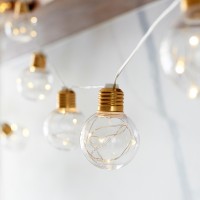 Lights4Fun, Inc 10 G60 Bulb Battery Operated Led Globe Lights With Brass Fittings For Indoor Outdoor Use