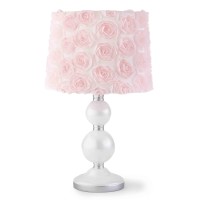 Levtex Baby Elise Table Lamp And Shade Spindle Base With Pink Rosette Shade Lamp Nursery Accessories Measurements 22 In