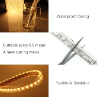 Kertme 5050-60 Type Ac 110-120V Rgb Led Strip Lights, Flexible/Waterproof/Dimmable/Multi-Colors/Multi-Modes Led Rope Light + 24 Keys Remote For Home/Garden/Building Decoration (131.2Ft/40M, Rgb)