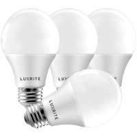 Luxrite A19 Led Light Bulb 60W Equivalent, 4000K Cool White Dimmable, 800 Lumens, Standard Led Bulb 9W, E26 Base, Energy Star, Enclosed Fixture Rated, Perfect For Lamps And Home Lighting (4 Pack)