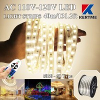 Kertme 5050-60 Type Ac 110-120V Led Strip Lights, Flexible/Waterproof/Dimmable/Multi-Modes Led Rope Light + 23 Keys Remote For Home/Garden/Building Decoration (131.2Ft/40M, Natural White 4000K)