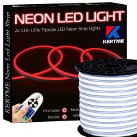 Kertme Neon Led Type Ac 110-120V Led Neon Light Strip, Flexible/Waterproof/Dimmable/Multi-Modes Led Rope Light + 23 Keys Remote For Home/Garden/Building Decoration (32.8Ft/10M, Red)