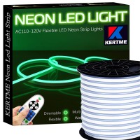 Kertme Neon Led Type Ac 110-120V Led Neon Light Strip, Flexible/Waterproof/Dimmable/Multi-Modes Led Rope Light + 23 Keys Remote For Home/Garden/Building Decoration (65.6Ft/20M, Green)