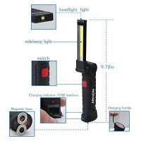 Alltrolite Flip - Led Work Light, Cob Rechargeable Work Lights With Magnetic Base 360 Degree Rotate And 5 Modes Led Flashlight Inspection Light For Car Repairing, Workshop, Garage, Camping, Emergency