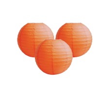 Pack Of 3 Round Paper Lanterns Lamp Wedding Birthday Party Decoration (Orange, 10