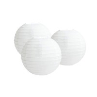 Pack Of 3 Round Paper Lanterns Lamp Wedding Birthday Party Decoration (White, 10