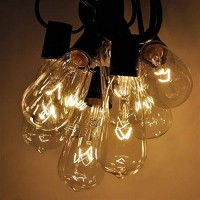 20Ft Edison Outdoor String Lights With 22 Clear Edison Bulbs, St40 Vintage Edison Bulbs String Lights, 7W Christmas Hanging Backyard Porch Balcony Party Decoration Lights, E17/C9 Socket Base, Brown