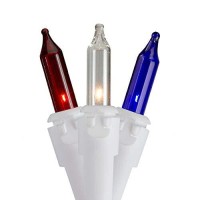 Northlight 50-Count Red, White, Blue 4Th Of July Mini Light Set, 10Ft White Wire