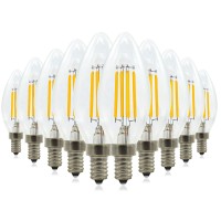 Dimmable Edison Led Filament Bulb E12 Candelabra Base, 6W (60W Equivalent) E12 C35 Candle Light Bulb, 2700K Warm White Chandelier Decorative Classic Glass Lamp, 10-Pack