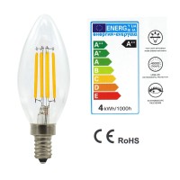 Dimmable Edison Led Filament Bulb E12 Candelabra Base, 6W (60W Equivalent) E12 C35 Candle Light Bulb, 2700K Warm White Chandelier Decorative Classic Glass Lamp, 10-Pack