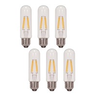 Satco S9892/06 Tubular T10 Led Filament Light Bulb, 5W, 3000K, 6-Pack