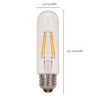 Satco S9892/06 Tubular T10 Led Filament Light Bulb, 5W, 3000K, 6-Pack