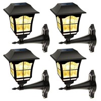 Maggift 4 Pack Solar Wall Lantern Outdoor Wall Sconce 15 Lumens Solar Outdoor Christmas Led Light Fixture With Wall Mount Kit