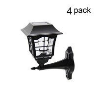 Maggift 4 Pack Solar Wall Lantern Outdoor Wall Sconce 15 Lumens Solar Outdoor Christmas Led Light Fixture With Wall Mount Kit