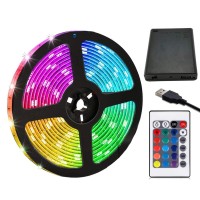 Entiqi Led Strip Lights Battery Powered, 6.5Ft/2M Rgb Led Light Strip Smd5050 60 Leds Rope Lights Color Changing Flexible Led Strip Kit For Home Bedroom Diy Party Indoor Outdoor