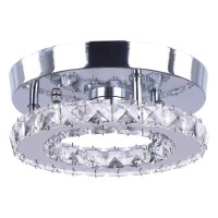 Diisunbihuo Modern Mini Led Chandelier Semi Flush Mount Crystal Lighting Ceiling Crystal Lamp For Bedrooms Dinning Rooms Hallway(Round White)