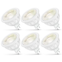 Mr16 Led Bulb, 12V 5W(50W Halogen Equivalent), Gu5.3 Bi Pin Base, 6000K Daylight White, Non-Dimmable, 36 Degree Spotlight Bulbs, Led Mr16 For Indoor/Outdoor Landscape, Recessed, Track Lighting, 6 Pack