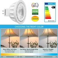 Torkase Mr16 Led Light Bulb, Ac/Dc12V 5W 50W Equivalent, Gu5.3 Bi-Pin Base, 3000K Warm White Non-Dimmable, 90% Energy Saving, 36 Degree Narrow Beam Angle Spotlight Mr16 Landscape Light Bulbs, 6 Pack