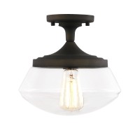 Light Society Vita Flush Mount Ceiling Light, Oil Rubbed Bronze With Clear Glass Shade, Vintage Industrial Modern Lighting Fixture (Ls-C246-Orb)