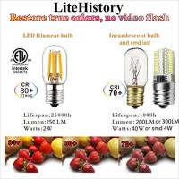 Litehistory E17 Led Bulb Etl 25W Appliance T7 Led Bulb 250Lm 2700K 2W Microwave Light Bulb 2Pack