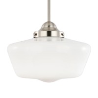 Light Society Portola Schoolhouse Pendant Light, Satin Nickel With White Opal Glass Shade, Classic Vintage Modern Lighting Fixture (Ls-C251-Sn-Wh)