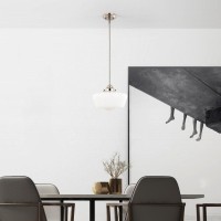 Light Society Portola Schoolhouse Pendant Light, Satin Nickel With White Opal Glass Shade, Classic Vintage Modern Lighting Fixture (Ls-C251-Sn-Wh)