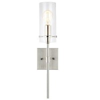 Light Society Montreal Cylindrical Wall Sconce, Satin Nickel With Clear Glass Shade, Contemporary Minimalist Modern Lighting Fixture (Ls-W238-Sn-Cl)